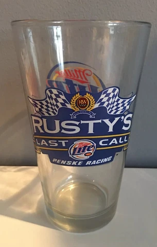 Rusty Wallace NASCAR Miller Lite Penske Racing RUSTY'S LAST CALL Beer Glass Cover