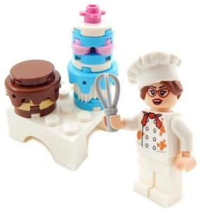 NUEVO LOTE MINIFIGURA LEGO PASTELERO CHEF pastel jefe cocinero postre ciudad ciudad mujer - Imagen 1 de 1