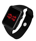 New Generation Digital Square Black Dial Day Date Calendar Red LED Watch For Boy