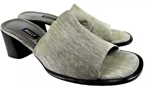 Bally  Women Heels Fabric Uppers Leather Insoles Size 8.5 Heather Gray Italy - Picture 1 of 8