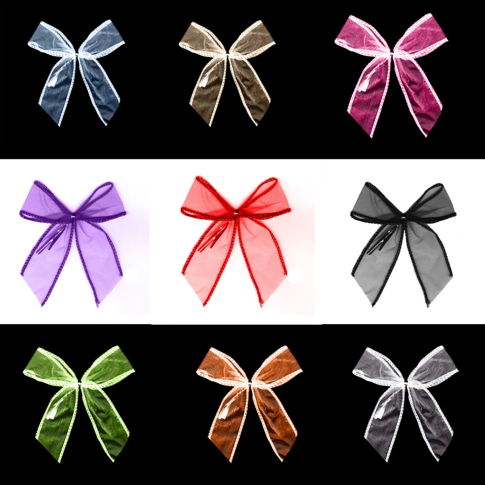 Small CHIFFON Wired BOW Wedding Xmas Christmas Present Tree Decoration X 3 - Image 1 of 1