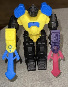 ACTION FIGURE ROBOT DIFENSORE POSABILE A SCATTO INTERCAMBIABILE Giallo Blu - Foto 1 di 5