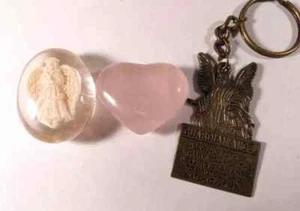 2 Engel und ein schönes Rosenquarz Herz - LB - Bild 1 von 5