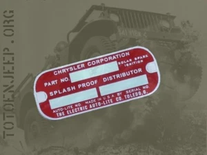 plate plaque plaquette ALU DODGE chevy GENERATRICE 6V 3/4T WC .. jeep willys ww2 - Imagen 1 de 4