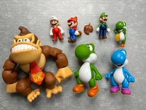 SUPER MARIO Action fIGURE LOT/7 GREEN YOSHI 2009 blue Raccoon Jakks DONKEY KONG - Picture 1 of 24