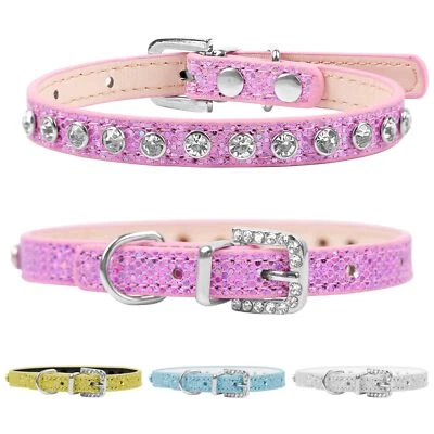 Accesorios para mascotas Bling collar de estrás de cuero PU ajustable Col... Foto 1 de 4