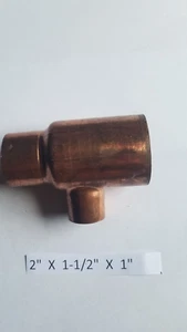 2" X 1-1/2" X 1" TEE Sweat Copper Plumbing Fitting - Picture 1 of 1
