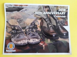 Vietnam Veteranos de América 40 Aniversario 2018 Calendario de Pared 11" x 16" Abierto - Imagen 1 de 2