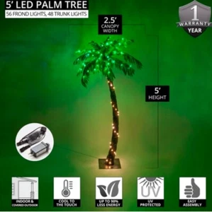 Lighted Palm Tree 5ft LED Decor In & Outdoor Seasonal Display Durable 2/$80 - Picture 1 of 4