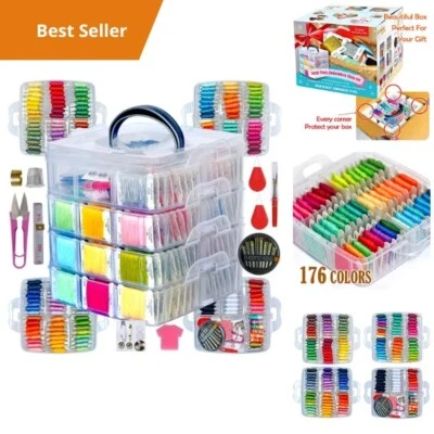 176pc Embroidery Floss Kit, Rainbow Colors, Variegated, Metallic Threads, Sewing - Image 1 of 4