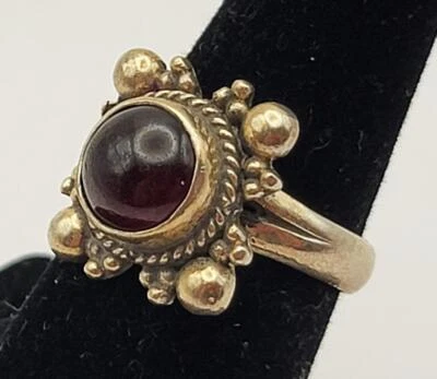 Anello Vintage In Argento Sterling 925 Con Onice Nero Taglia 6.5 5.54g - Immagine 1 di 3