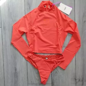 Costume da bagno bikini due pezzi Fendi x Skims arancione manica lunga taglia small nuovo - Foto 1 di 11