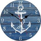 8 Inch Blue Anchor Wall Clock, Nautical Coastal Beach Boat Compass Decor, Sma...