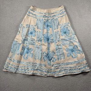 Vintage Carole Little Skirt Womens 8 Linen Midi Side Zip Lagenlook Boho Artsy - Picture 1 of 17
