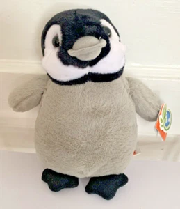 Peluche de pingüino negro gris realista Wild Republic nuevo con etiquetas - Imagen 1 de 7
