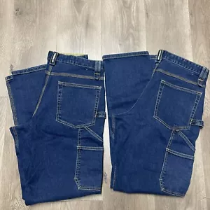 2 Pair CAT Caterpillar Work Wear Denim Jeans Men's 32x34 Carpenter Utility Jeans - Picture 1 of 9