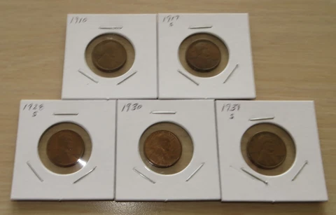 5 Wheat Pennies 1910-1939 (3P16-20) Vintage Wheat Pennies Add to Your collection Cover