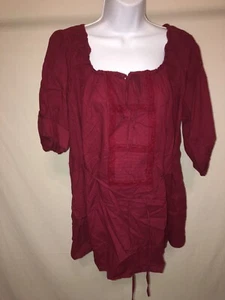 Oh mamma Camisa utilitaria de maternidad con hombros ceñidos borgoña grande - Imagen 1 de 5