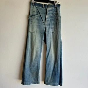 WWII US Navy Denim Dungarees Low Pocket Pants Stenciled - Picture 1 of 9