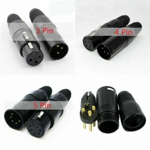 Micrófono de cañón XLR 3/4/5 pines macho hembra conector de audio enchufe equilibrado negro - Imagen 1 de 7