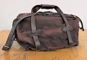 FILSON Small Rugged Twill/ Bridal Leather Duffle Bag, Brown - Great Shape