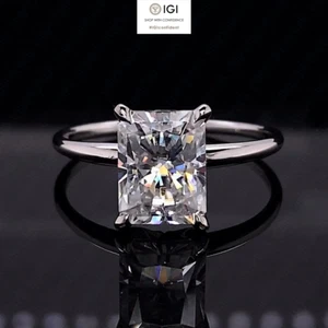 2.00 TCW F VS1 Radiant Cut Lab Grown Diamond Engagement Ring In 14k White Gold - Picture 1 of 15