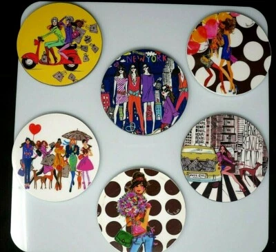 Juego de 6 posavasos Henri Bendel New York Girl - Las niñas solo quieren divertirse Foto 1 de 4