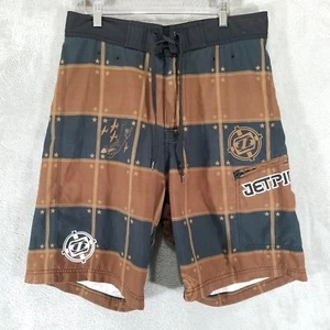 Jetpilot Board Shorts Mens 34 Blue Brown Logo Swim Trunks - Picture 1 of 12