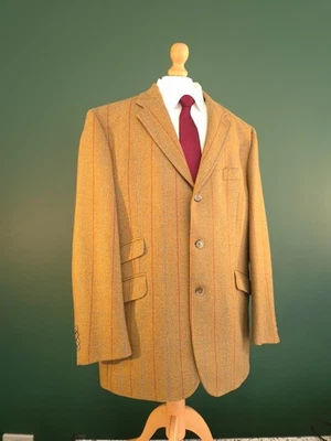 Brook Taverner Tweed Blazer Men's 44R Tan Reid & Tailor Windowpane Check Jacket - Image 1 of 4