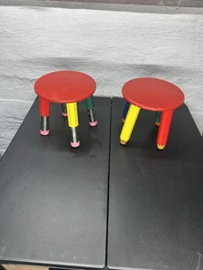 Vintage Unique Pierre Sala 1980s Crayons Pencil Wood Multicolored Stools - Picture 1 of 24