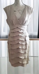 London Times Champagn Kleid für besondere Anlässe Damen 10 Stufen V-Ausschnitt V-Ausschnitt Neu mit Etikett - Bild 1 von 9