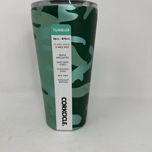 Corkcicle 16oz Coffee Tumbler Jade Camo Insulated Stainless Steel Cup - Picture 1 of 3