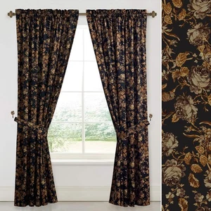 Gold Velvet Curtains 96 inches Long, Print Floral Vintage Home Decoration The... - Picture 1 of 8