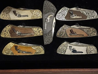 Facas de colecionador Franklin Mint Colt Series, conjunto com 7 com estojo - Imagem 1 de 2