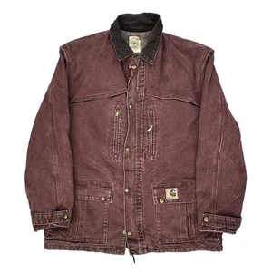 Made In USA Carhartt Jacket - Large Burgundy Cotton - Picture 1 of 7