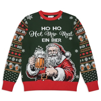 Nikolauch Ugly Christmas Sweatshirt "Ho Ho Hol Mir Mal ein Bier" Sweater Bier - Bild 1 von 4