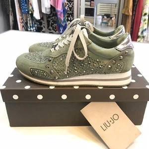 LIU•JO Shoes Sneakers Scarpe Verdi in Pelle Seta Strass tg.37 - Imagen 1 de 4