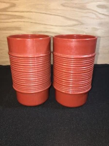 Lot Of 2 Rubbermaid VINTAGE CLAY COLOR Cups Tumblers 1-3826 1-3829 Ribbed 5" Vtg - Picture 1 of 5