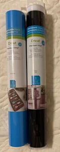 CRICUT Permanent Glossy BLACK & Removable Matte BLUE Premium Vinyl 2 Rolls NEW - Picture 1 of 6