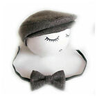 Flat Cap And Bow Ties Baby Newborn Grey Tweed Cute Boy kit Accessory Photo Props