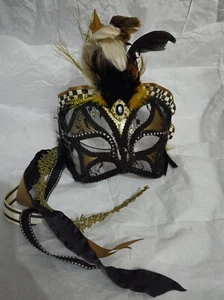 HANDMADE BY ME Masquerade Halloween Mask w/ Mackenzie-Childs Courtly Ribbon - Picture 1 of 9