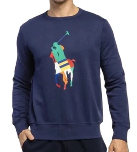 New Polo Ralph Lauren Big & Tall Navy Colorblock Sweatshirt Big Pony Graphic - Picture 1 of 10