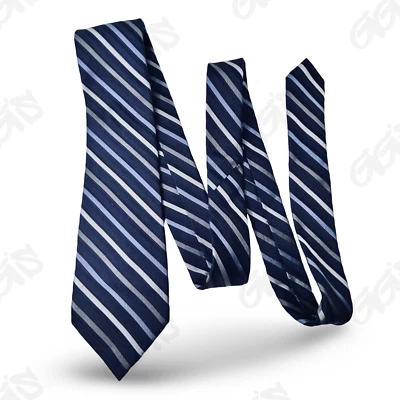 Corbata Calvin Klein Repp Hombre L 52.5" W 3.25" Azul Gris Plata Rayas Corta Clásica Foto 1 de 4