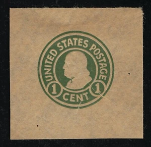 GENUINE SCOTT #W427 MINT 1920 GREEN ON BROWN (GLAZED) DIE-1 WRAPPER CUT SQUARE - Picture 1 of 2