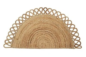 Rug Natural Jute half Circle Design Handmade Reversible Home Decor Floor Mat Rug - Picture 1 of 5