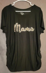 Time And Tru Womens Mama Logo Black Cheetah Print Maternity Shirt Size XL(16-18) - Picture 1 of 3