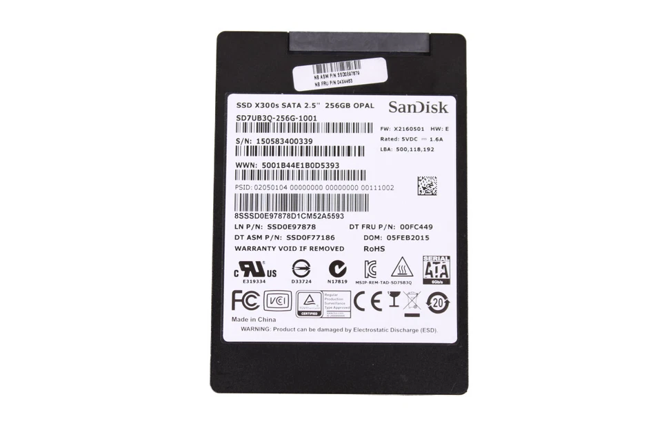 SanDisk 00FC449 256GB 2.5" SATA Server SSD SD7UB3Q-256G-1001 - Image 1 of 1