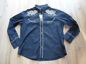 Daupanzees Western Cowboy Shirt Men's Size 2XL Blue Embroidered NWT - Picture 1 of 11