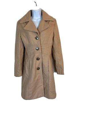 Women's Light Caramel Nine West Wool Coat. Size 4. 52% Wool/ 33% Polyester/ 10% - Image 1 of 4