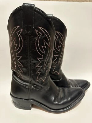 Молодежный размер 065 из черной кожи ковбойские сапоги с красно-белой строчкой - Изображение 1 из 4